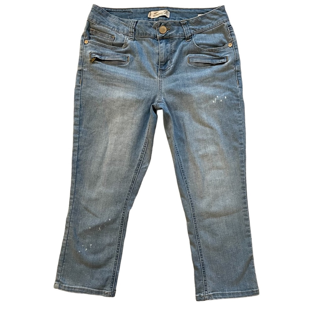 Seven7 Light Wash Cropped Jeans Size 6 Capri Pockets Stretch Denim Beach Summer